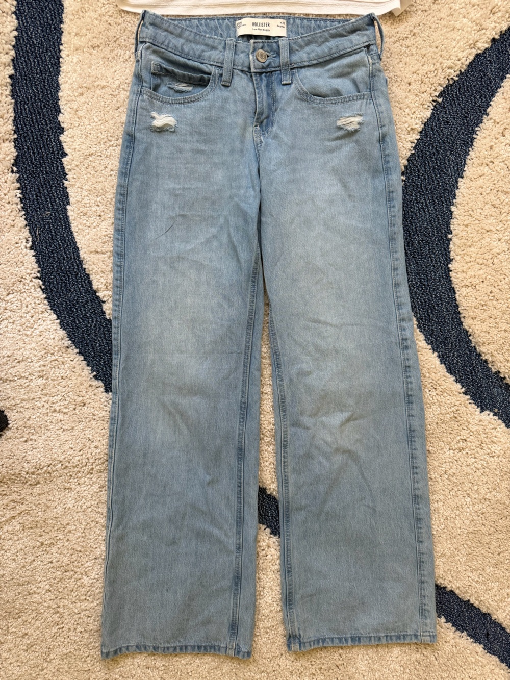 Hollister Light Wash Straight Leg Jeans with Subtle Distress